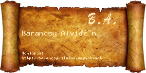 Barancsy Alvián névjegykártya
